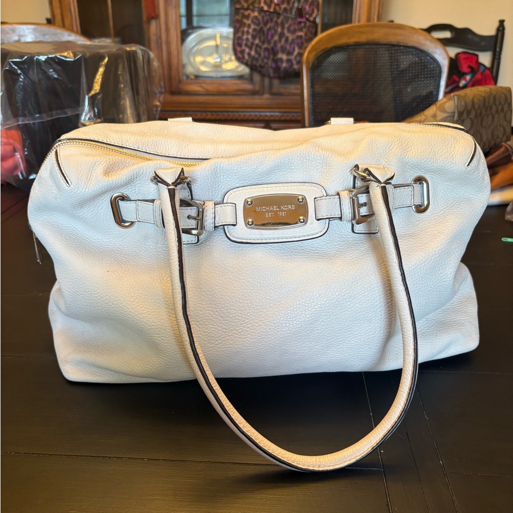 Michael Kors Ivory Pebbled Leather Tote Satchel